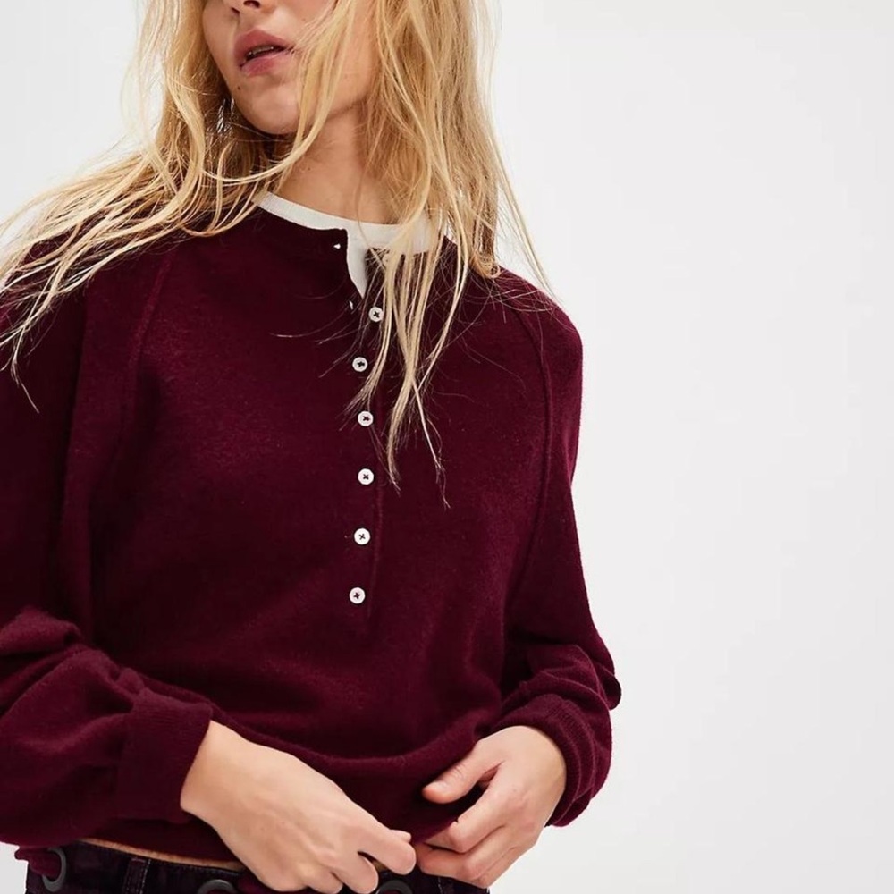 Burgundy Button-Up Sweater